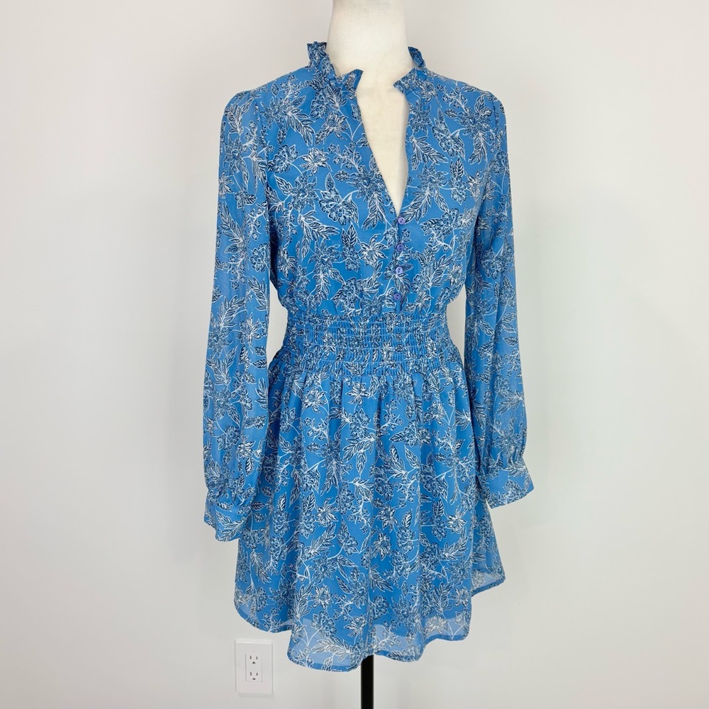 Japna blue floral smocked dress - Picture 3 of 6